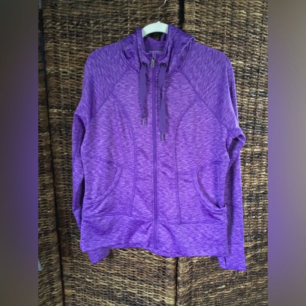 ATHLETA WOMEN’S STRENGTH HOODIE 2 FULL ZIP PURPLE AMETHYST SPACE DYE SIZE XL - Picture 2 of 15